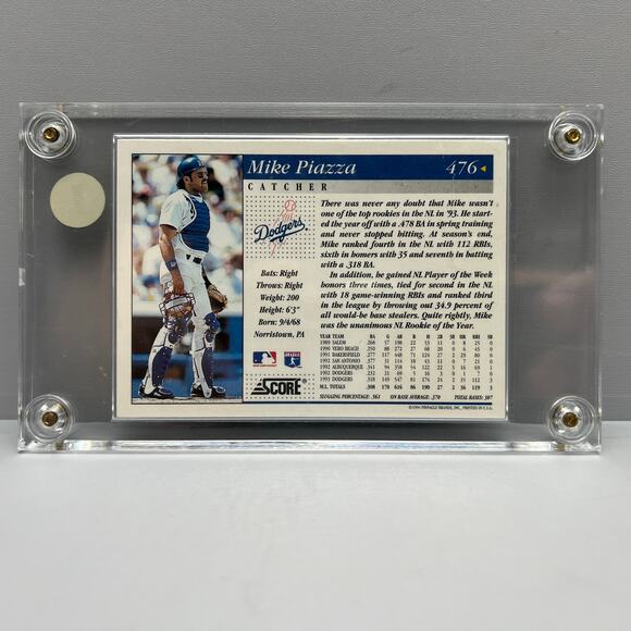 Score 1993 Los Angeles Dodgers Mike Piazza Baseball Trading Card - Picture 3 of 3